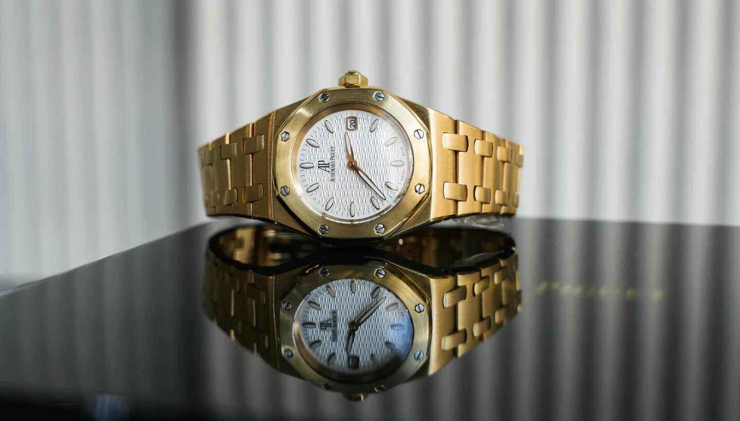 Audemars Piguet Royal Oak Lady 67600BA Yellow Gold Cream Dial - Angle View by Audemars Piguet