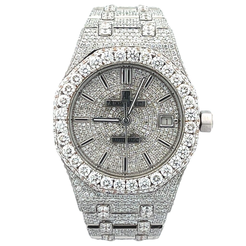 Audemars Piguet Royal Oak 15450SR Rose Gold & Steel Diamond Pave Dial - Front View by Audemars Piguet
