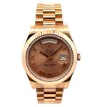 Rolex Day-Date II 218235 Rose Gold Sundust Roman Dial - Front View by Rolex