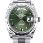 Rolex Day-Date 228239 18K White Gold Olive Green Dial - Front View by Rolex