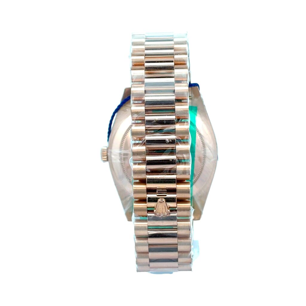Rolex Day-Date 228235 Rose Gold Chocolate Dial - Angle View by Rolex