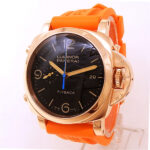 Panerai Luminor 1950 PAM00525 18k Rose Gold Black Dial - Front View by Panerai