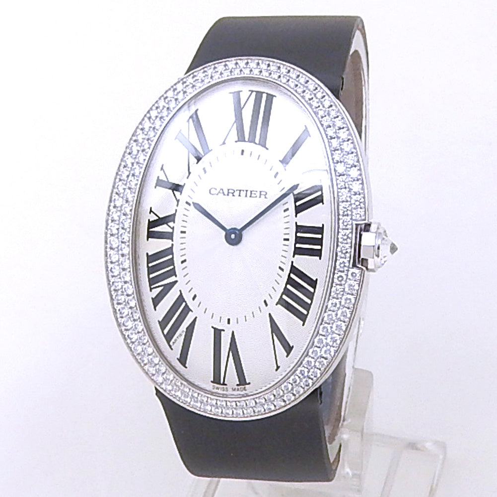 Cartier Baignoire WB520009 18k White Gold Diamond Silver Dial - Front View by Cartier