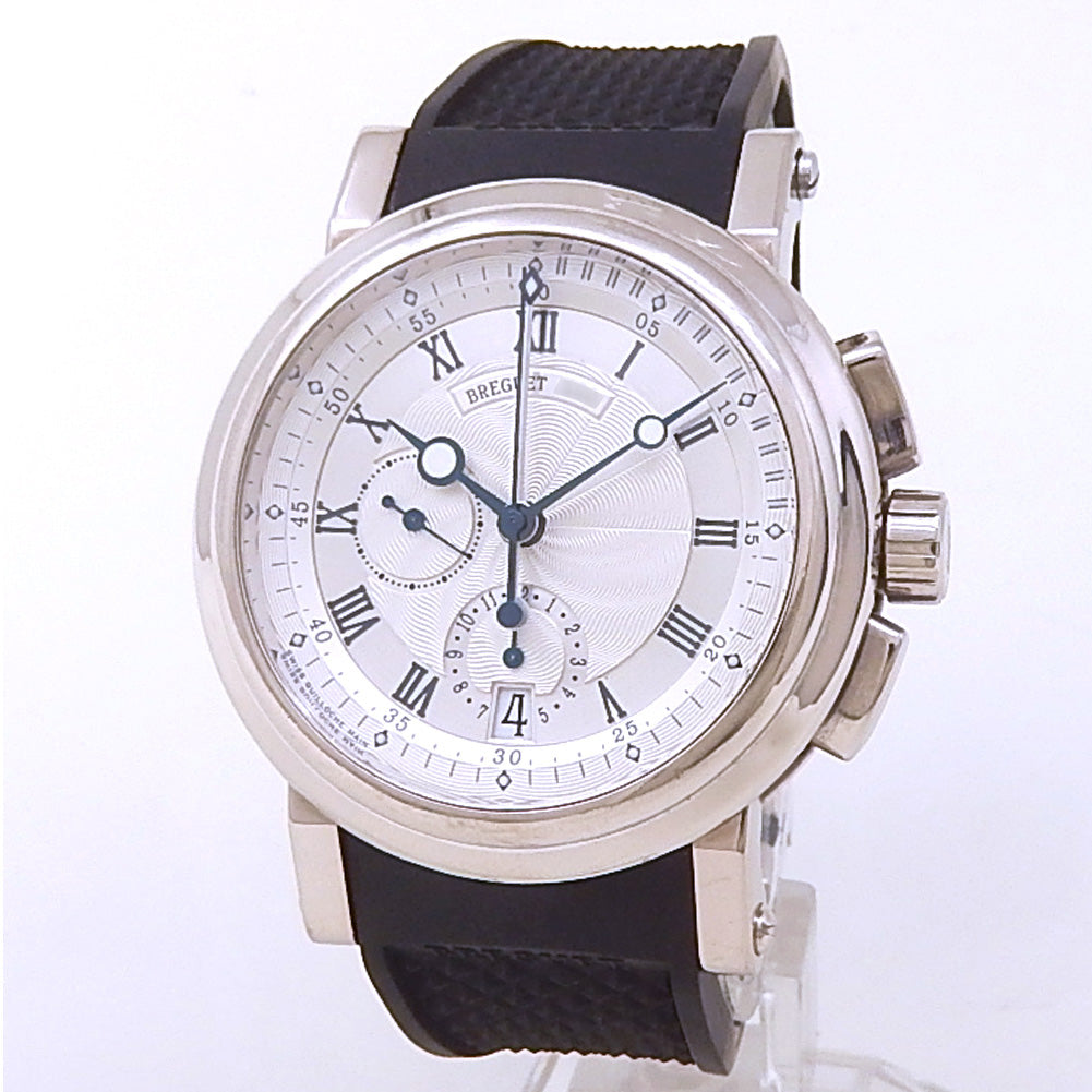 Breguet Marine Chronograph 5827BB/12/5ZU 18k White Gold Silver Dial - Front View by Breguet