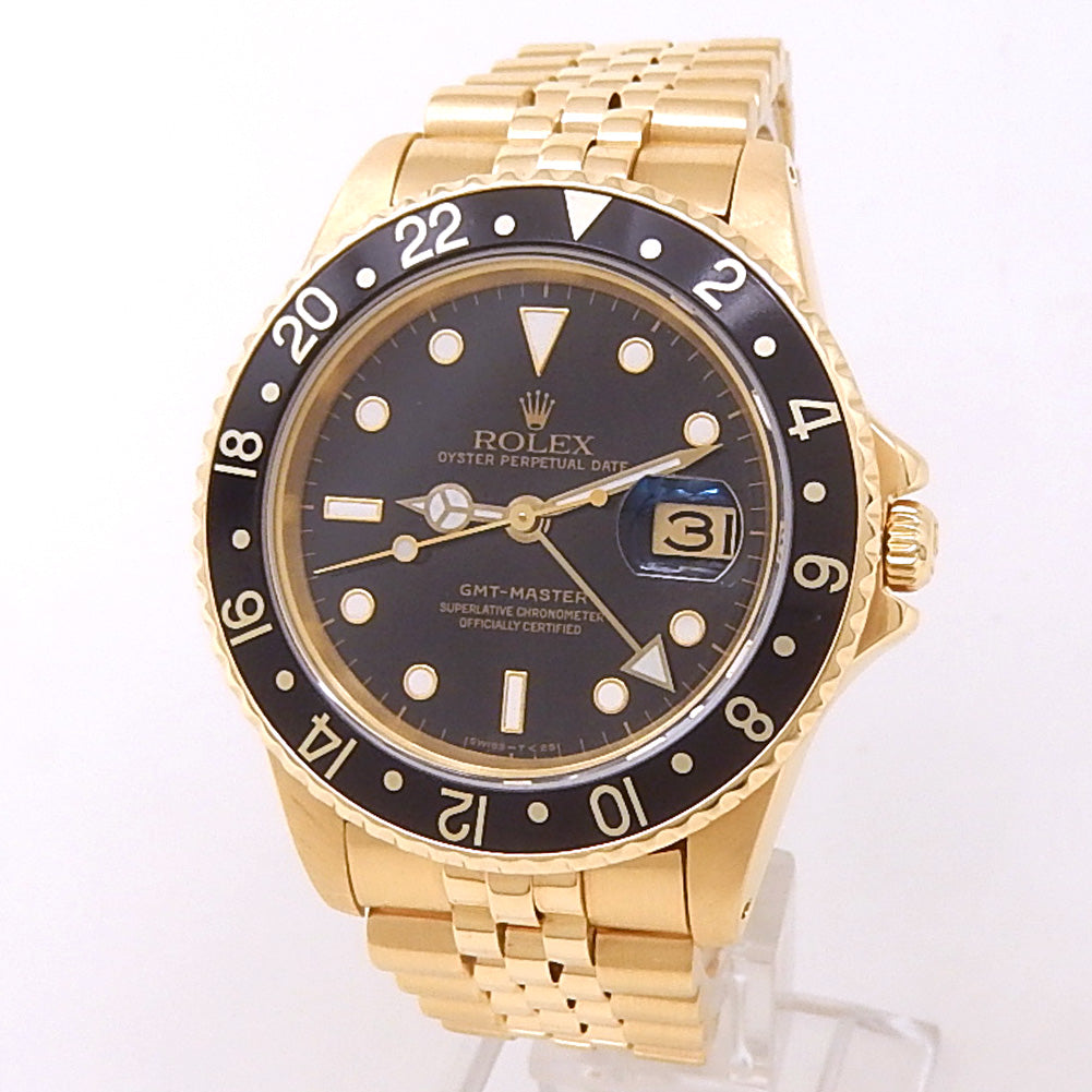 Rolex GMT-Master 16758 18k Yellow Gold Black Dial