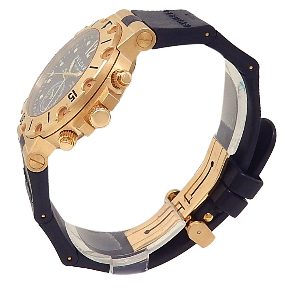 Bvlgari Diagono Scuba SD 38 G GMT 18k Yellow Gold Black Dial - Angle View by Bvlgari