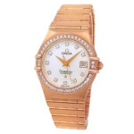 Omega Constellation 18k Rose Gold Mother of Pearl Diamond Dial - Front View by Omega