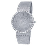 Piaget Vintage 12336 A6 18k White Gold Diamond Silver Dial - Front View by Piaget