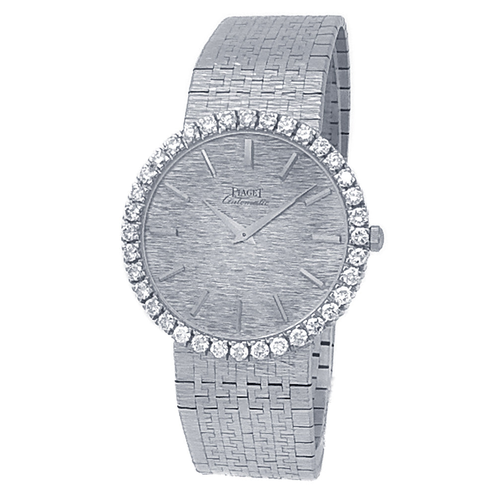 Piaget Vintage 12336 A6 18k White Gold Diamond Silver Dial