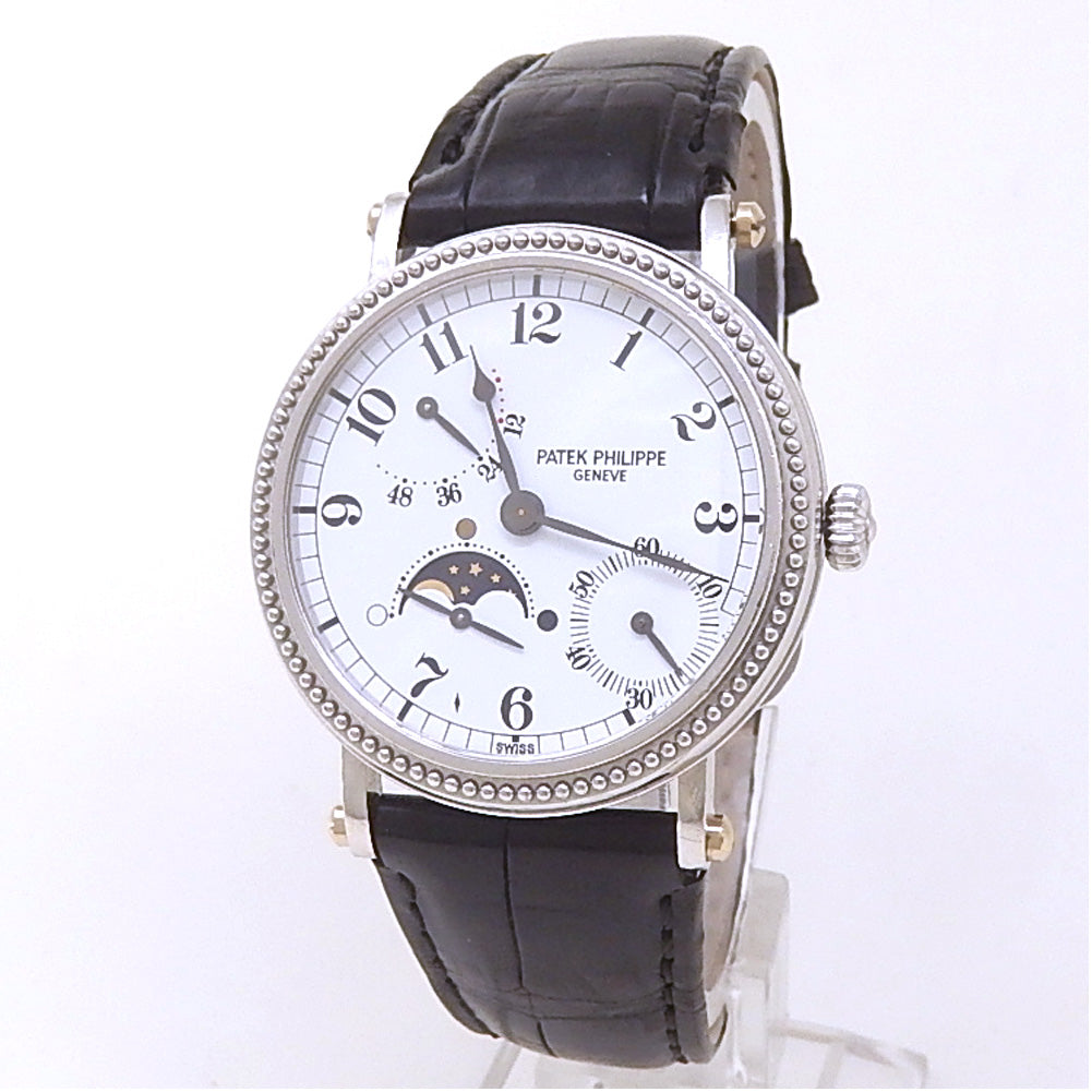 Patek Philippe Complications Moonphase Power Reserve 5015P Platinum White Dial 1 Patek Philippe Complications Moonphase Power Reserve 5015P Platinum White Dial - Front View by Patek Philippe