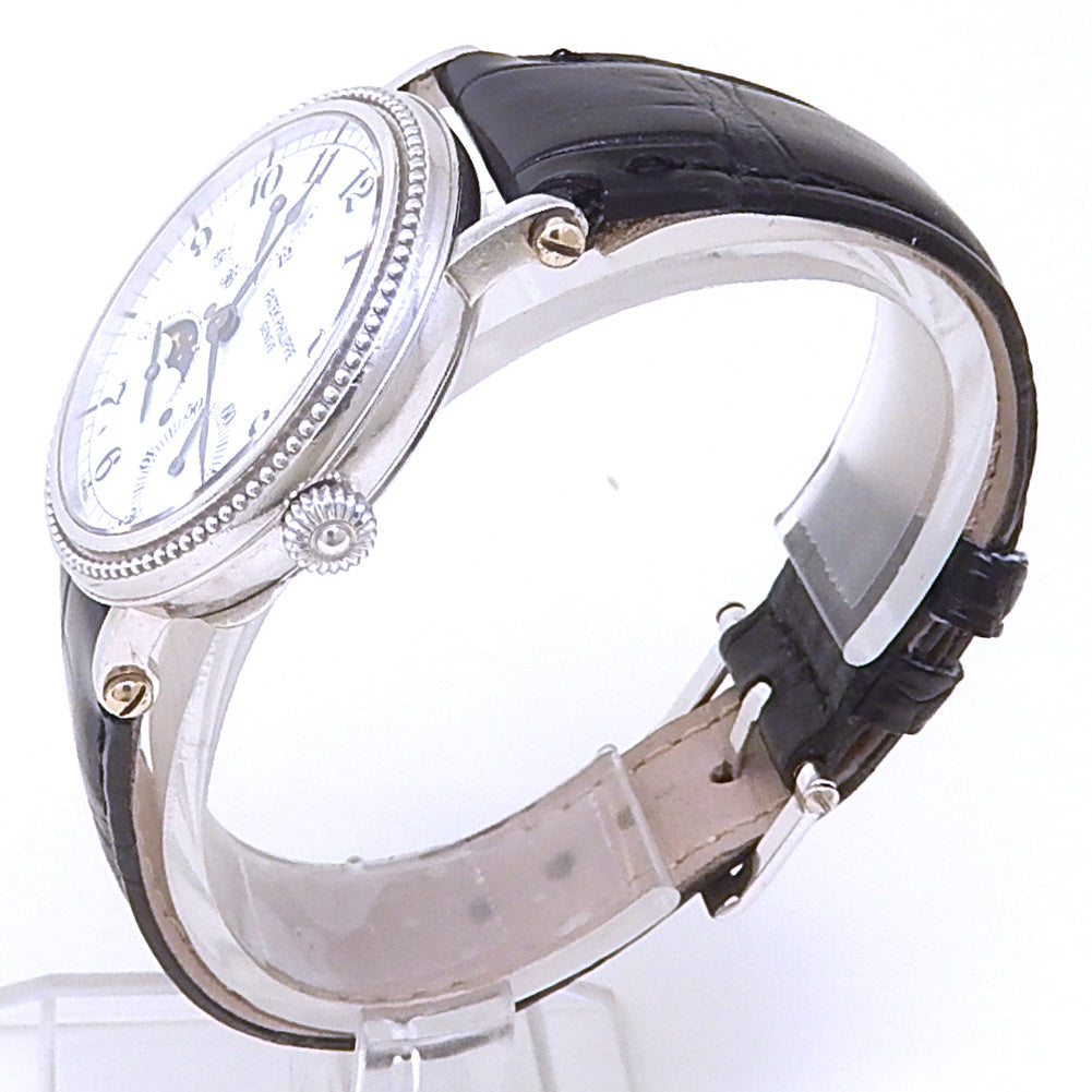 Patek Philippe Complications Moonphase Power Reserve 5015P Platinum White Dial 2 Patek Philippe Complications Moonphase Power Reserve 5015P Platinum White Dial - Angle View by Patek Philippe