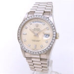 Rolex Day-Date 18349 18k White Gold Silver Diamond Dial - Front View by Rolex