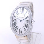 Cartier Baignoire Large WB520010 18k White Gold Silver Dial - Front View by Cartier