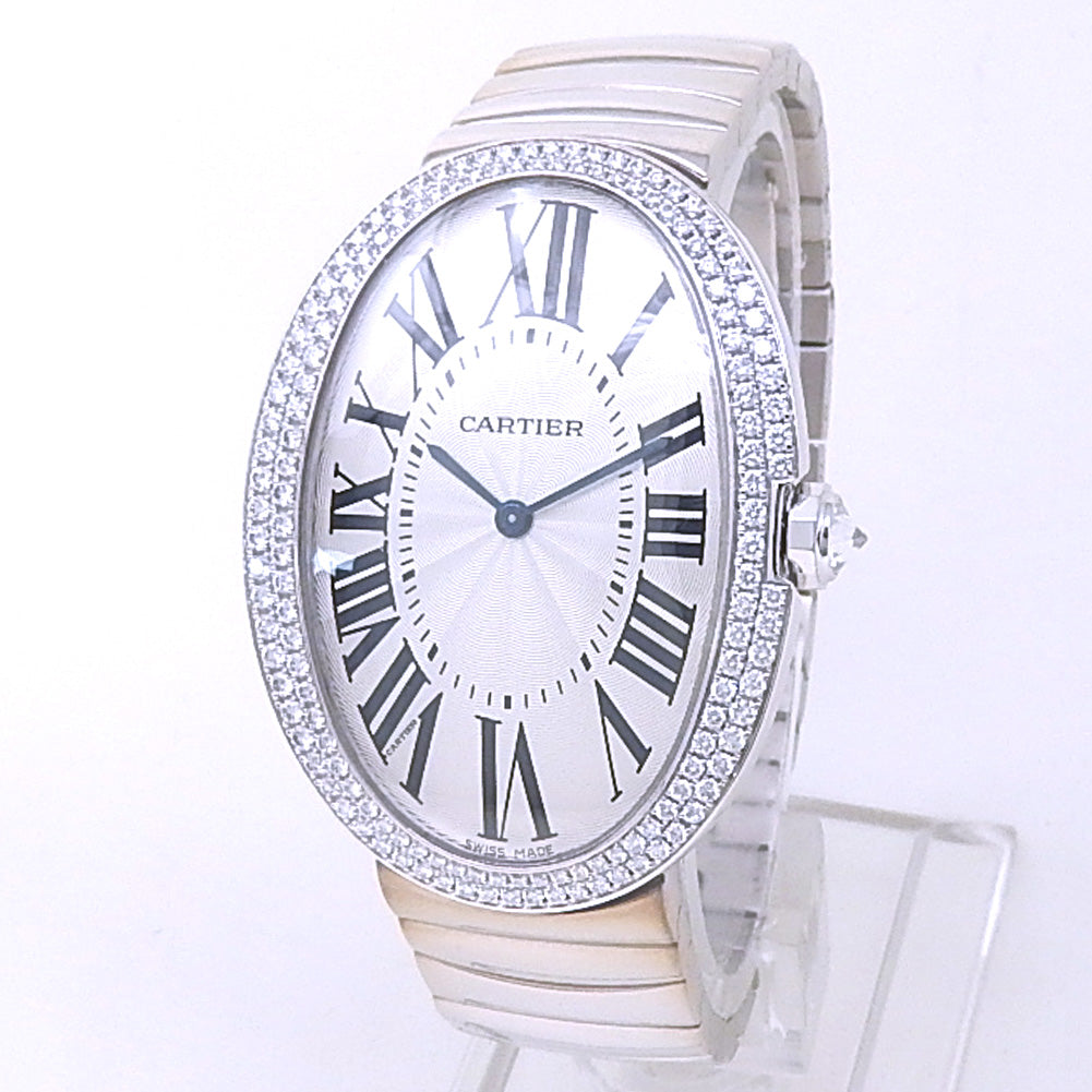 Cartier Baignoire Large WB520010 18k White Gold Silver Dial - Front View by Cartier