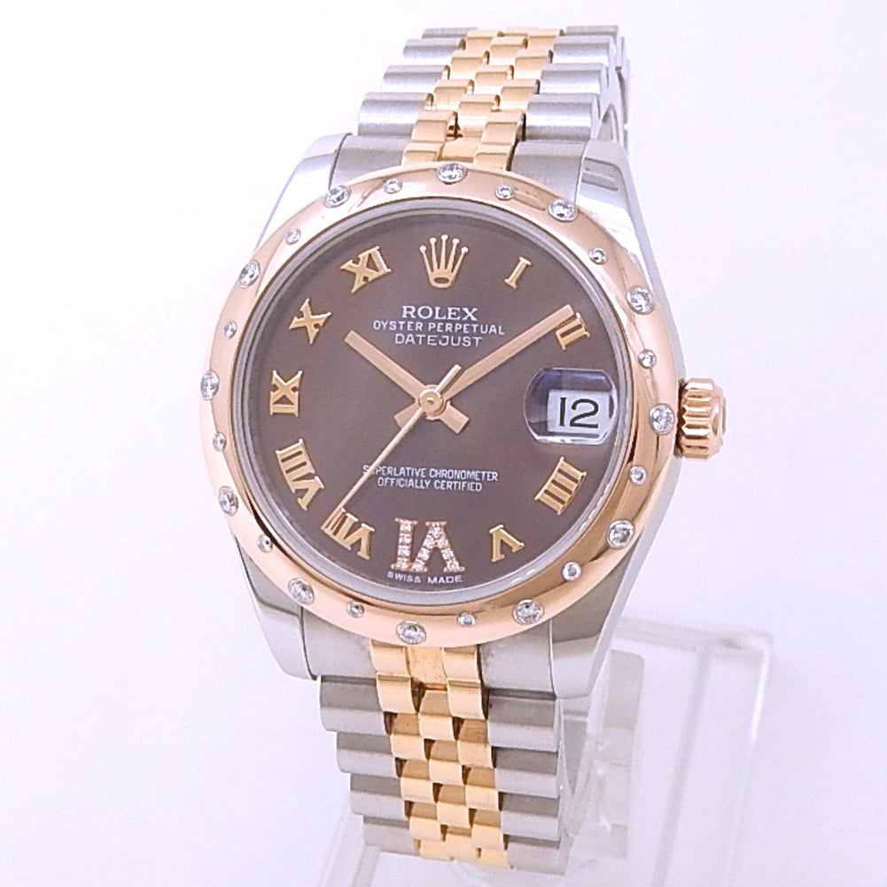 Rolex Datejust 31 178341 18k Everose Gold Steel Brown Diamond Dial