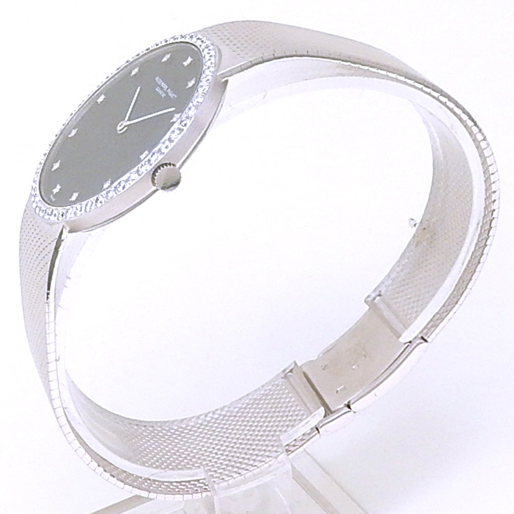 Audemars Piguet Vintage Ultra-Thin 18k White Gold Black Diamond Dial - Angle View by Audemars Piguet