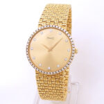 Piaget Vintage 9066 D23 18k Yellow Gold Champagne Diamond Dial - Front View by Piaget