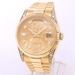 Rolex Day-Date 118338 18k Yellow Gold Champagne Jubilee Diamond Dial - Front View by Rolex