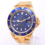 Rolex Submariner Date 16618 18k Yellow Gold Blue Dial - Front View by Rolex