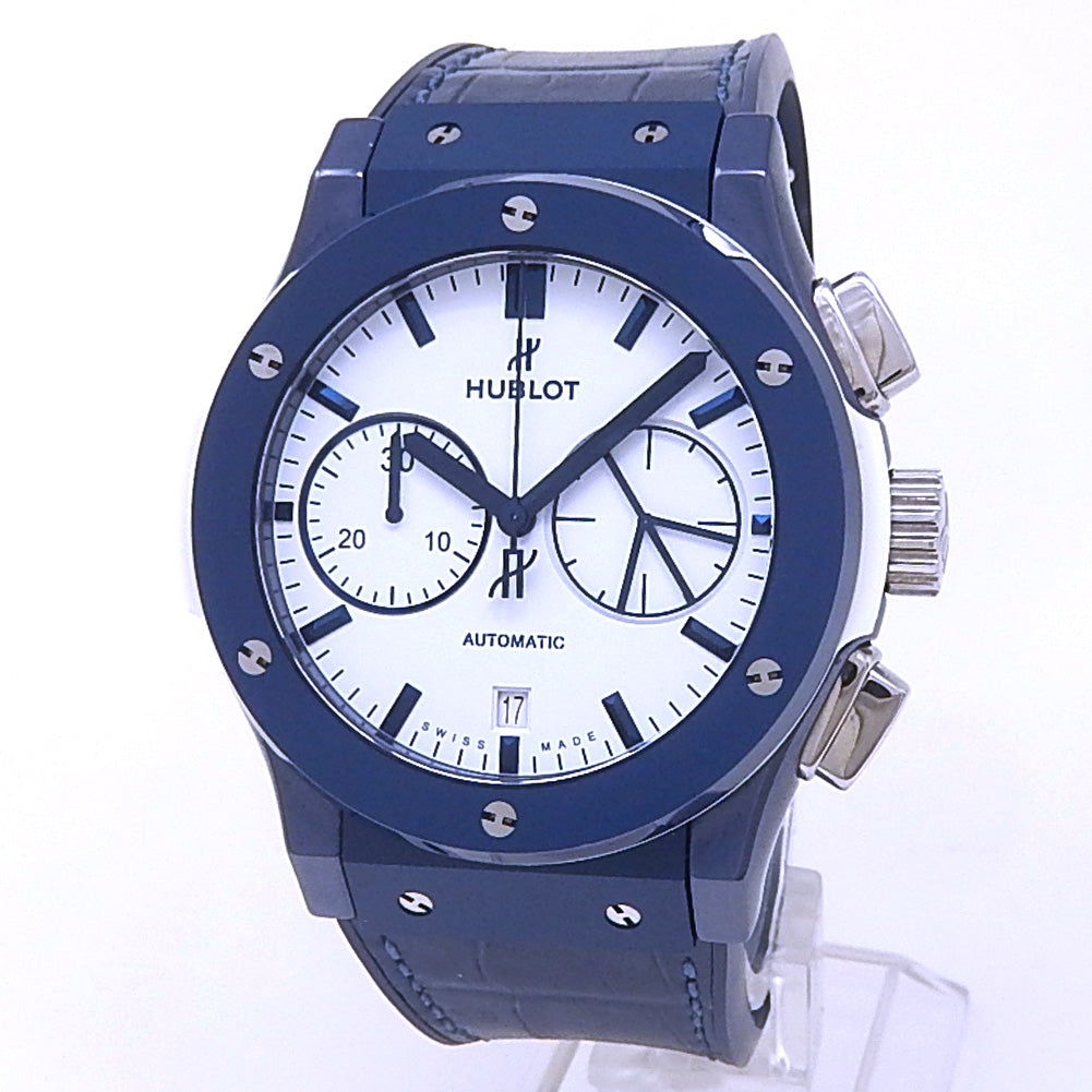 Hublot Classic Fusion Chronograph Boutique Ibiza 521.EX.2090.LR.IBZ19 Blue Ceramic White Dial 1 Hublot Classic Fusion Chronograph Boutique Ibiza 521.EX.2090.LR.IBZ19 Blue Ceramic White Dial - Front View by Hublot
