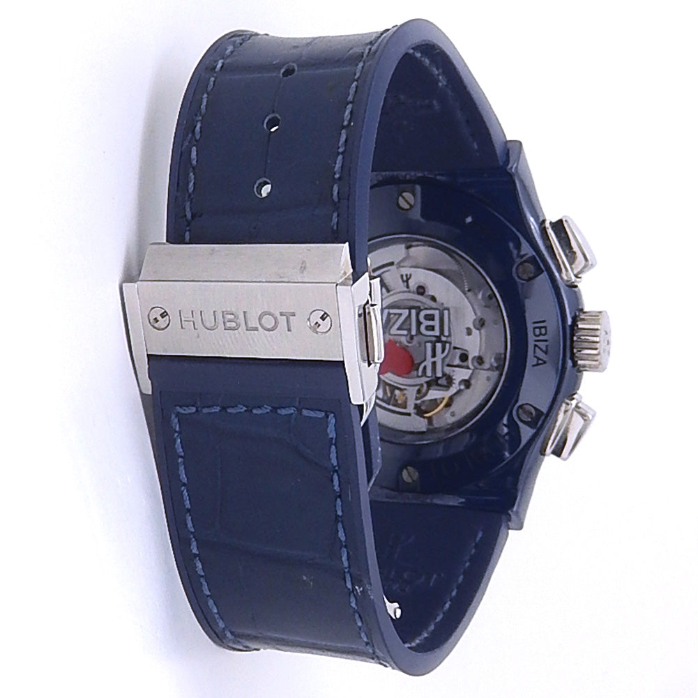 Hublot Classic Fusion Chronograph Boutique Ibiza 521.EX.2090.LR.IBZ19 Blue Ceramic White Dial 4 Hublot Classic Fusion Chronograph Boutique Ibiza 521.EX.2090.LR.IBZ19 Blue Ceramic White Dial - Case Back View by Hublot