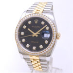 Rolex Datejust 36 116243 18k Yellow Gold Steel Black Jubilee Dial - Front View by Rolex