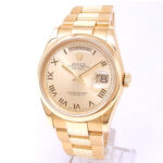 Rolex Day-Date 118208 18k Yellow Gold Champagne Dial - Front View by Rolex