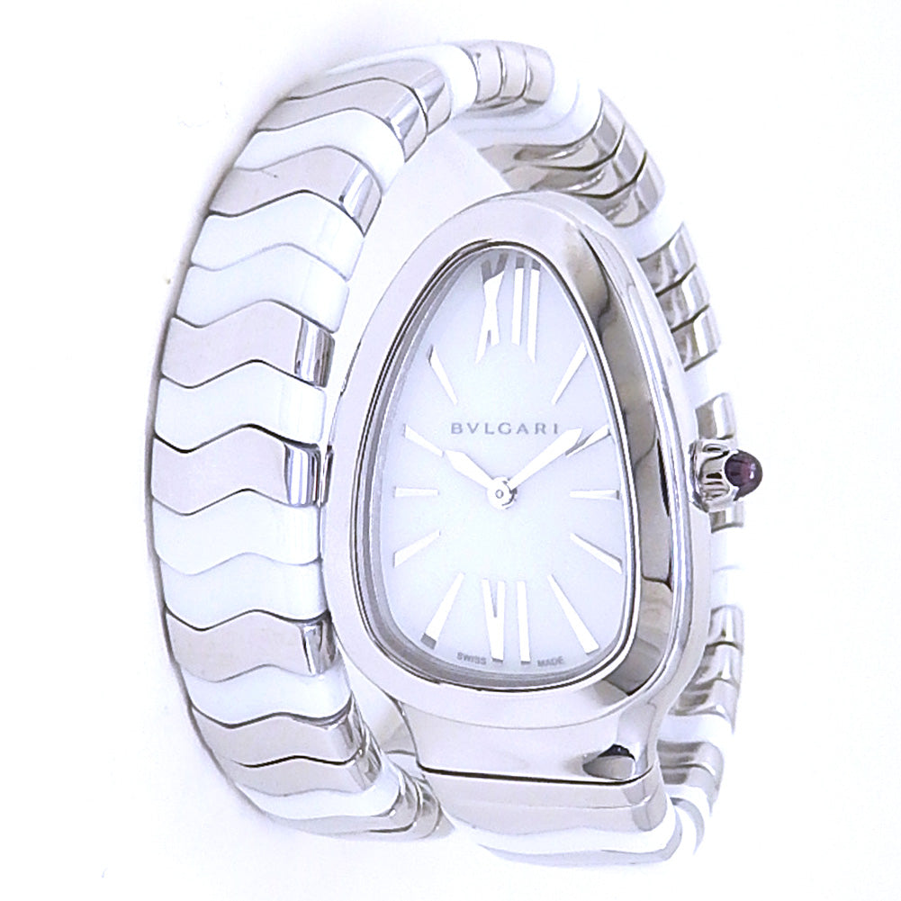Bvlgari Serpenti Tubogas 102182 Stainless Steel White Dial - Front View by Bvlgari