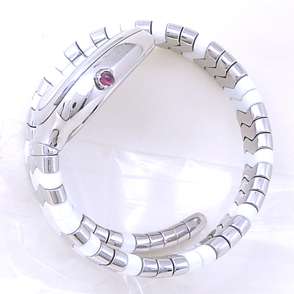 Bvlgari Serpenti Tubogas 102182 Stainless Steel White Dial - Angle View by Bvlgari