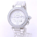 Cartier Pasha WJ1116M9 18k White Gold Diamond Bezel Silver Dial - Front View by Cartier