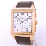 Jaeger-LeCoultre Reverso Squadra Chronograph GMT Q7012420 18k Rose Gold Silver Dial - Front View by Jaeger-LeCoultre