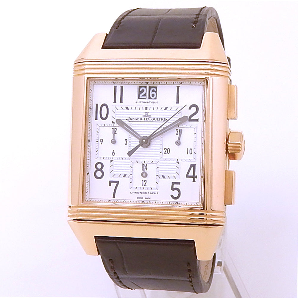 Jaeger-LeCoultre Reverso Squadra Chronograph GMT Q7012420 18k Rose Gold Silver Dial 1 Jaeger-LeCoultre Reverso Squadra Chronograph GMT Q7012420 18k Rose Gold Silver Dial - Front View by Jaeger-LeCoultre