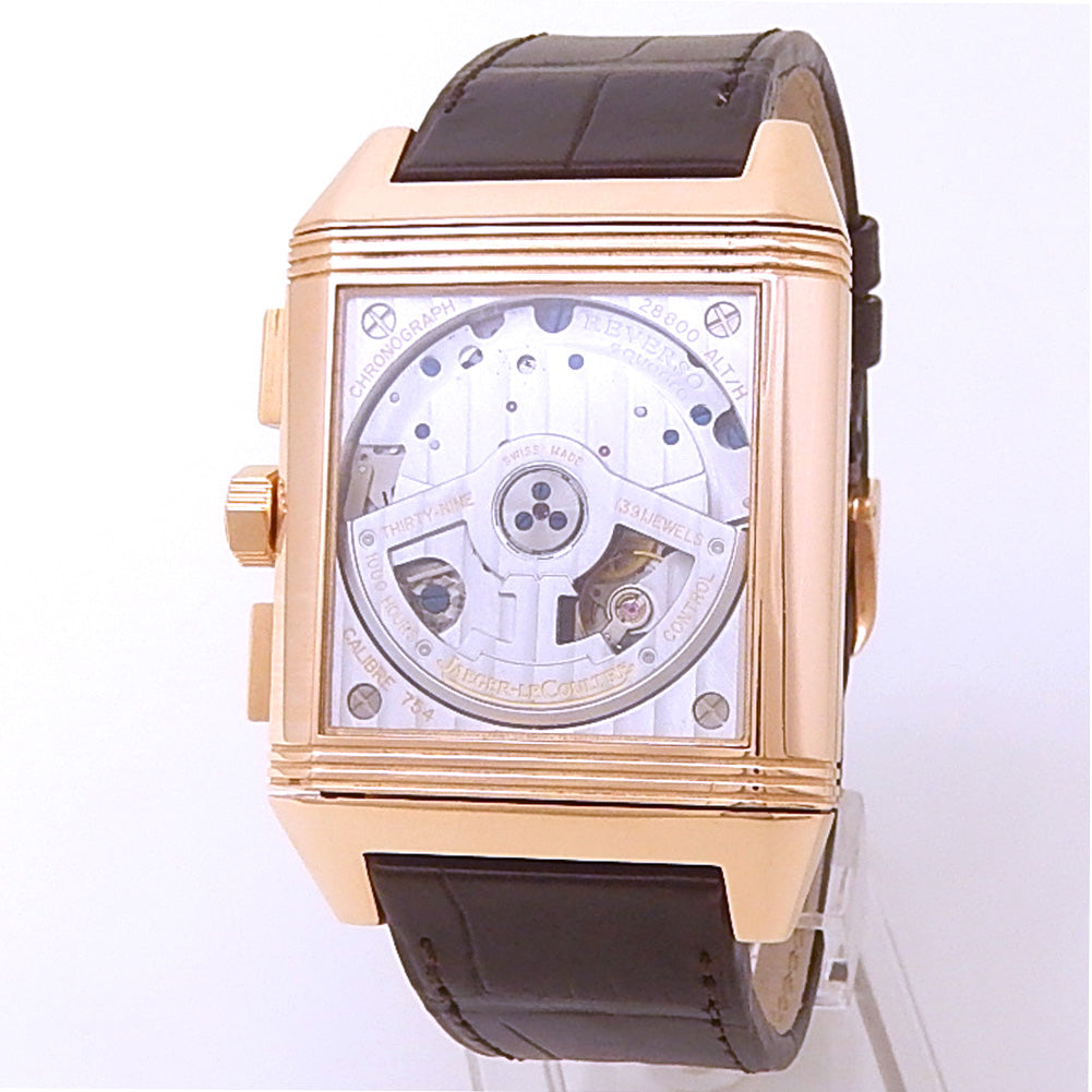 Jaeger-LeCoultre Reverso Squadra Chronograph GMT Q7012420 18k Rose Gold Silver Dial 2 Jaeger-LeCoultre Reverso Squadra Chronograph GMT Q7012420 18k Rose Gold Silver Dial - Angle View by Jaeger-LeCoultre