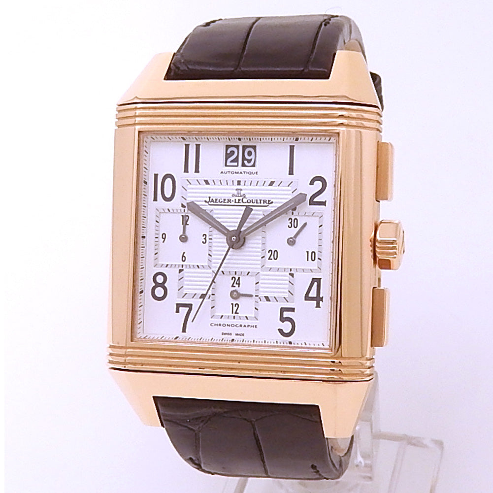 Jaeger-LeCoultre Reverso Squadra Chronograph GMT Q7012420 18k Rose Gold Silver Dial 1 Jaeger-LeCoultre Reverso Squadra Chronograph GMT Q7012420 18k Rose Gold Silver Dial - Front View by Jaeger-LeCoultre