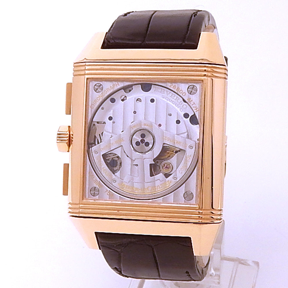Jaeger-LeCoultre Reverso Squadra Chronograph GMT Q7012420 18k Rose Gold Silver Dial 2 Jaeger-LeCoultre Reverso Squadra Chronograph GMT Q7012420 18k Rose Gold Silver Dial - Angle View by Jaeger-LeCoultre
