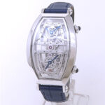 Cartier Prive Tonneau Skeleton XL Dual Time WHTN0006 Platinum Skeleton Dial - Front View by Cartier