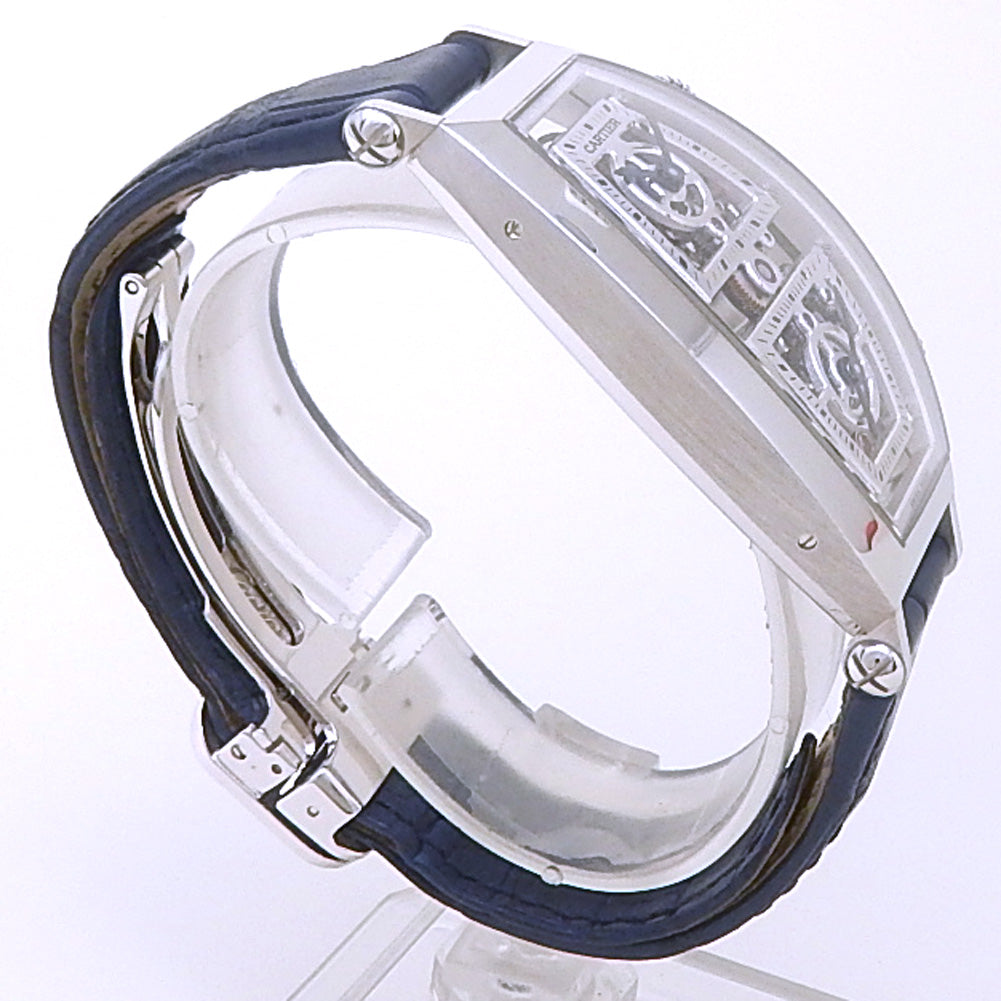 Cartier Prive Tonneau Skeleton XL Dual Time WHTN0006 Platinum Skeleton Dial 3 Cartier Prive Tonneau Skeleton XL Dual Time WHTN0006 Platinum Skeleton Dial - Side View by Cartier