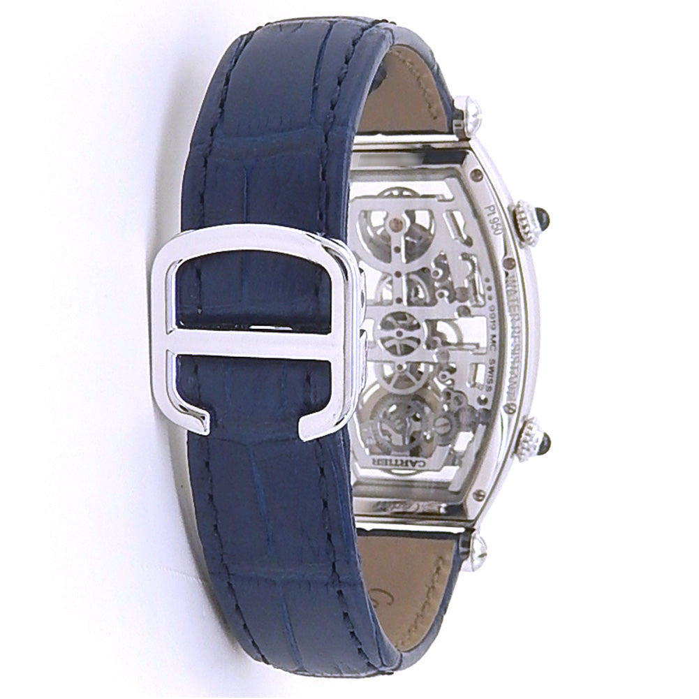Cartier Prive Tonneau Skeleton XL Dual Time WHTN0006 Platinum Skeleton Dial 4 Cartier Prive Tonneau Skeleton XL Dual Time WHTN0006 Platinum Skeleton Dial - Case Back View by Cartier