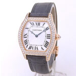 Cartier Tortue WA503951 18k Rose Gold Diamond Bezel Silver Dial - Front View by Cartier