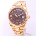 Rolex Day-Date 118205 18k Rose Gold Chocolate Wave Dial - Front View by Rolex
