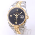 Rolex Datejust 36 116233 Yellow Gold Steel Onyx Diamond Dial - Front View by Rolex