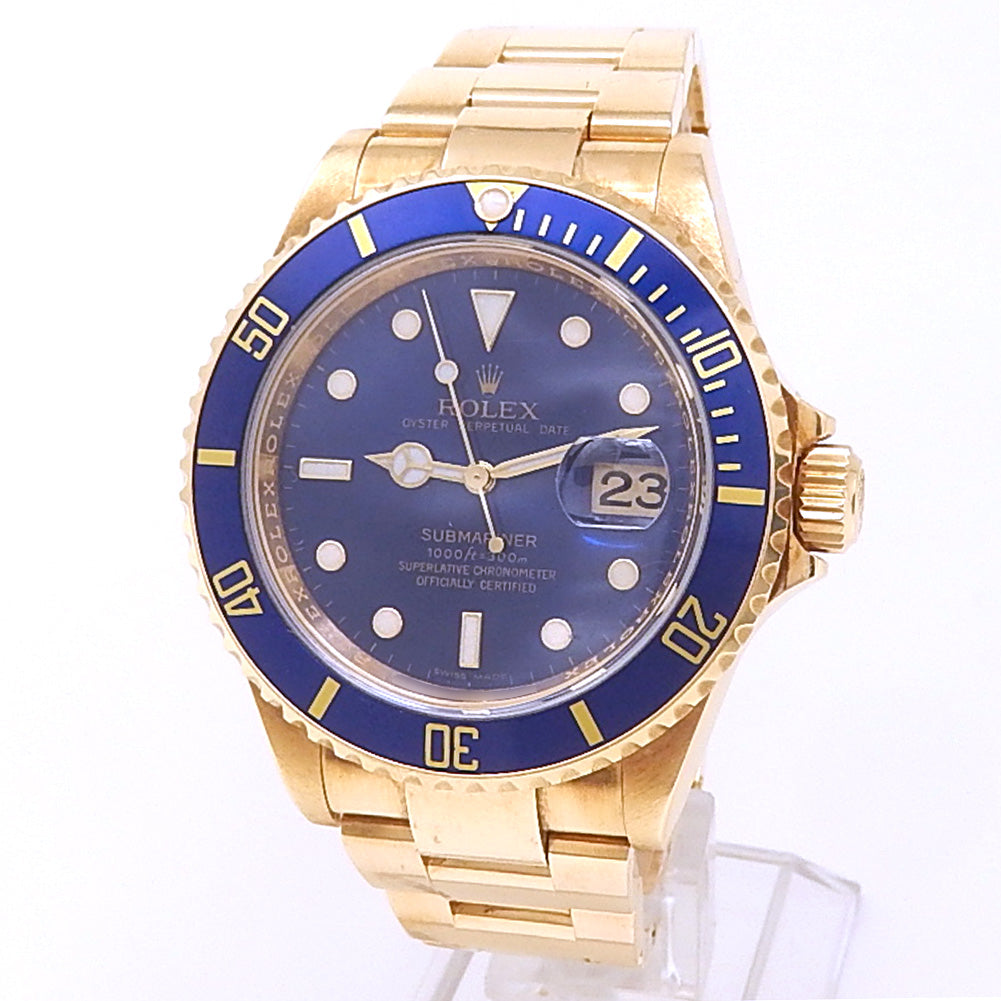 Rolex Submariner Date 16618 18k Yellow Gold Blue Dial