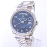 Rolex Day-Date 18239 18k White Gold Blue Dial - Front View by Rolex