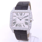Cartier Santos Dumont WH100251 18k White Gold Diamond Bezel Silver Dial - Front View by Cartier