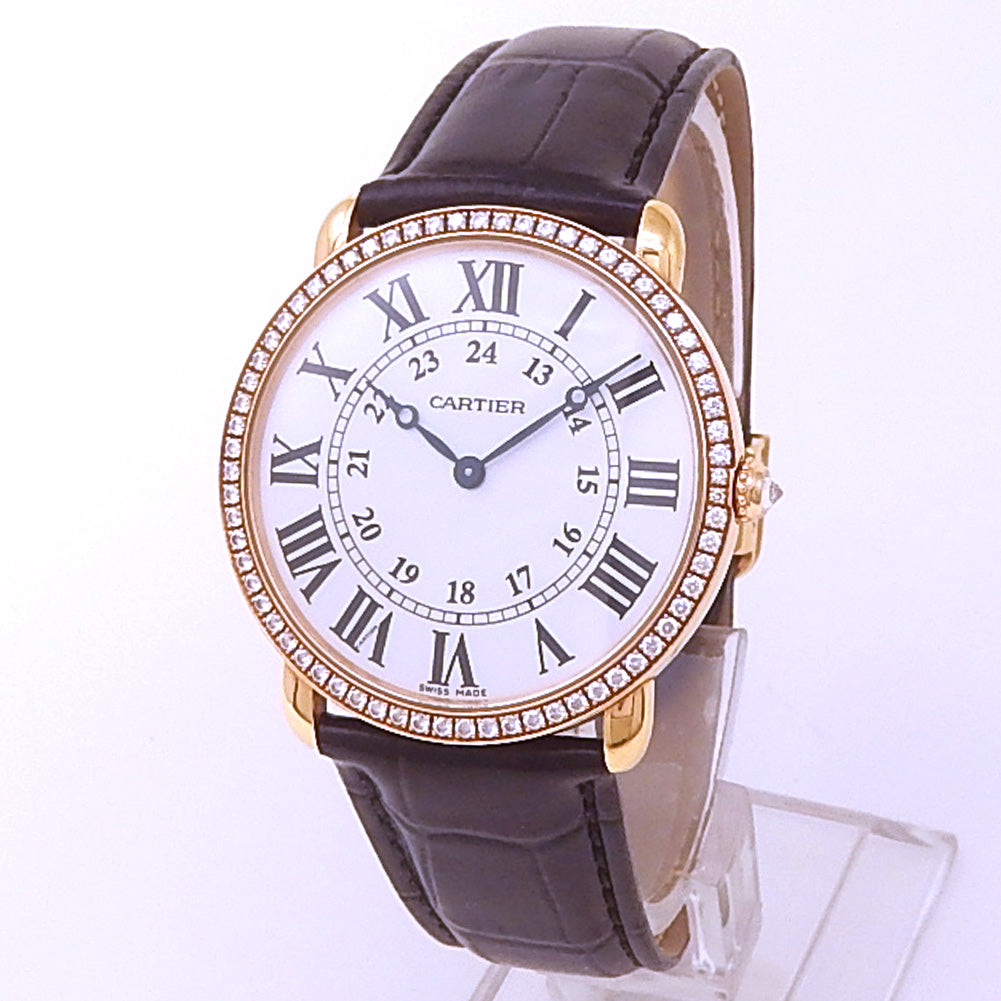 Cartier Ronde Louis WR000651 18k Rose Gold Silver Dial